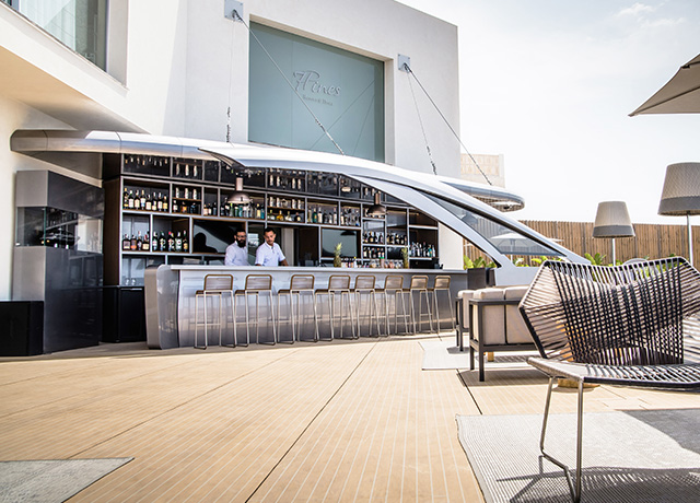 Pershing Yacht terrace at 7 Pines Resort Ibiza: the place to be.<br />
 